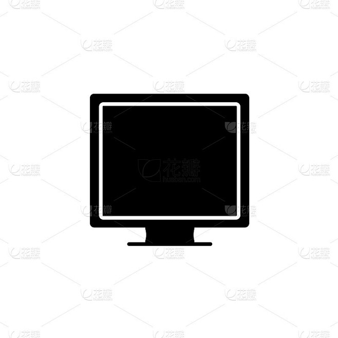 Computer monitor icon. Flat PC symbol. Vector illu
