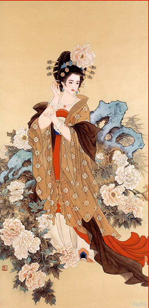 高級中国骨董 楊貴妃 貴妃醉酒 玉石絵画 工芸品 中国美術 高級中国骨董