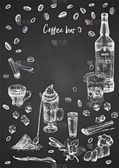 菜单,餐馆,威士忌,草图,黑板,矢量,背景,布置