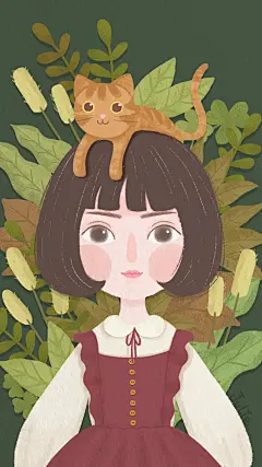 头顶橘猫 压力很大 | 啾啾梨 - 原创作品 - 涂鸦王国插画
