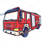 手绘-消防安全相关贴纸-消防车