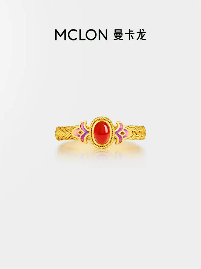曼卡龙 凤鸢黄金戒指手工花丝足金珐琅新中...