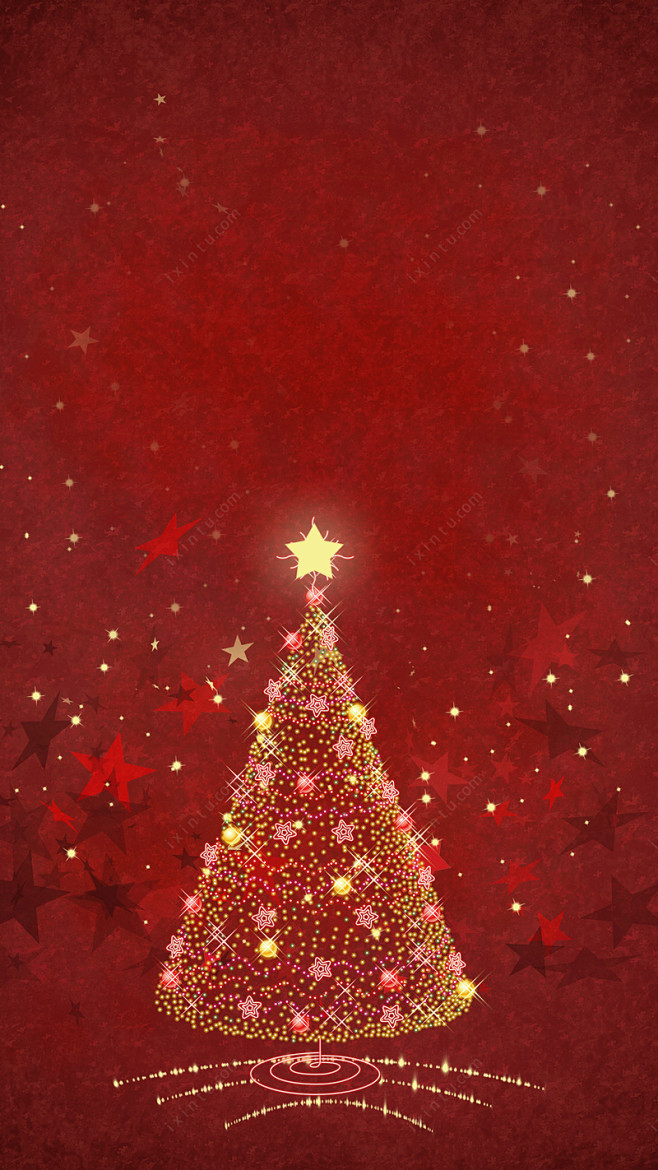 灯光圣诞树红色圣诞背景高清素材 H5 圣...