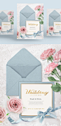 唯美婚礼邀请函请柬PSD模板Wedding invitation PSD template#ti375a5903 :  