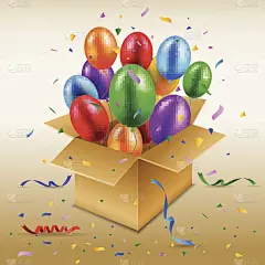 打开装有生日气球的纸板箱