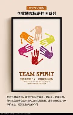 企业文化展板团队手绘励志挂画图片