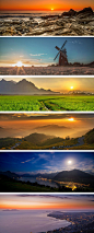 最美夕阳高山蓝天风景图片素材 #网页# #素材#