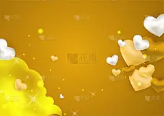 金色爱情情人的旗帜背景与心。为特殊的日子设计，妇女节，情人节，生日，母亲节，父亲节，圣诞节，婚礼，和