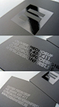 An all caps card, with glossy ink on matte paper. Minimalist and elegant. Created by Design First, an agency from Belgium