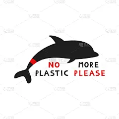 No more plastic please. Pollution of the ocean. Vector poster, card, logo.