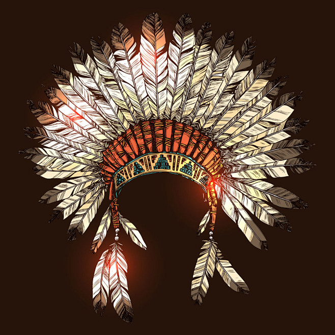 印第安羽毛帽子插图图片素材