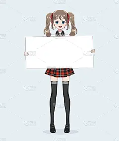 日本亚洲妇女举着白色的大招牌
