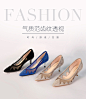 millies/妙丽新款网面蕾丝高跟女单鞋猫跟鞋细跟LXW17AQ6-tmall.com天猫