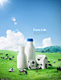 自然有机牧场新鲜牛奶广告海报设计素材
