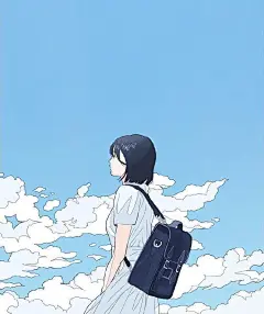 蓝白调的青春主题插画，作者采用冷色调描绘青春，却丝毫没有给人一种冷的感觉，整体画面效果非常治愈。
-
青春的色彩是蓝白色

插画师rei kato ​​​​