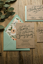KATHRYN Suite Rustic Package, letterpress wedding invitations, invitations with twine, mint and peach, mint and kraft, green wedding invitations, kraft wedding invitations, rifle paper floral wrapping paper