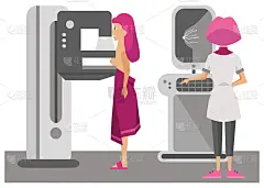医生检查妇女的磁共振成像海报