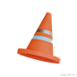 建筑街道安全交通锥形3D图标 construction street safety traffic cone icon