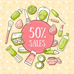时尚清新可爱手绘美妆用品护肤品化妆工具彩妆面霜粉饼口红AI素材-淘宝网