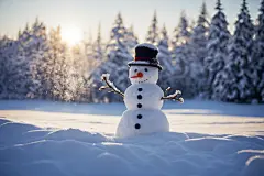 雪天冬季雪人摄影图