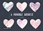 大理石纹理爱心形状设计素材Marble hearts clipart in pink 设计模板 