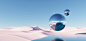 CG渲染未来梦幻超现实主义极简自然水面沙漠山峰玻璃镜面金属球体背景设计高清图片合辑 - 设计元素 - 美工云 - 上美工云，下一种工作！