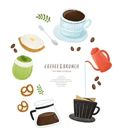 美食蛋糕餐饮下午茶甜品奶茶手绘插图插画海报