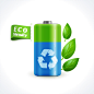精美环保电池背景矢量素材，素材格式：EPS，素材关键词：树叶,环保,电池,镍氢电池