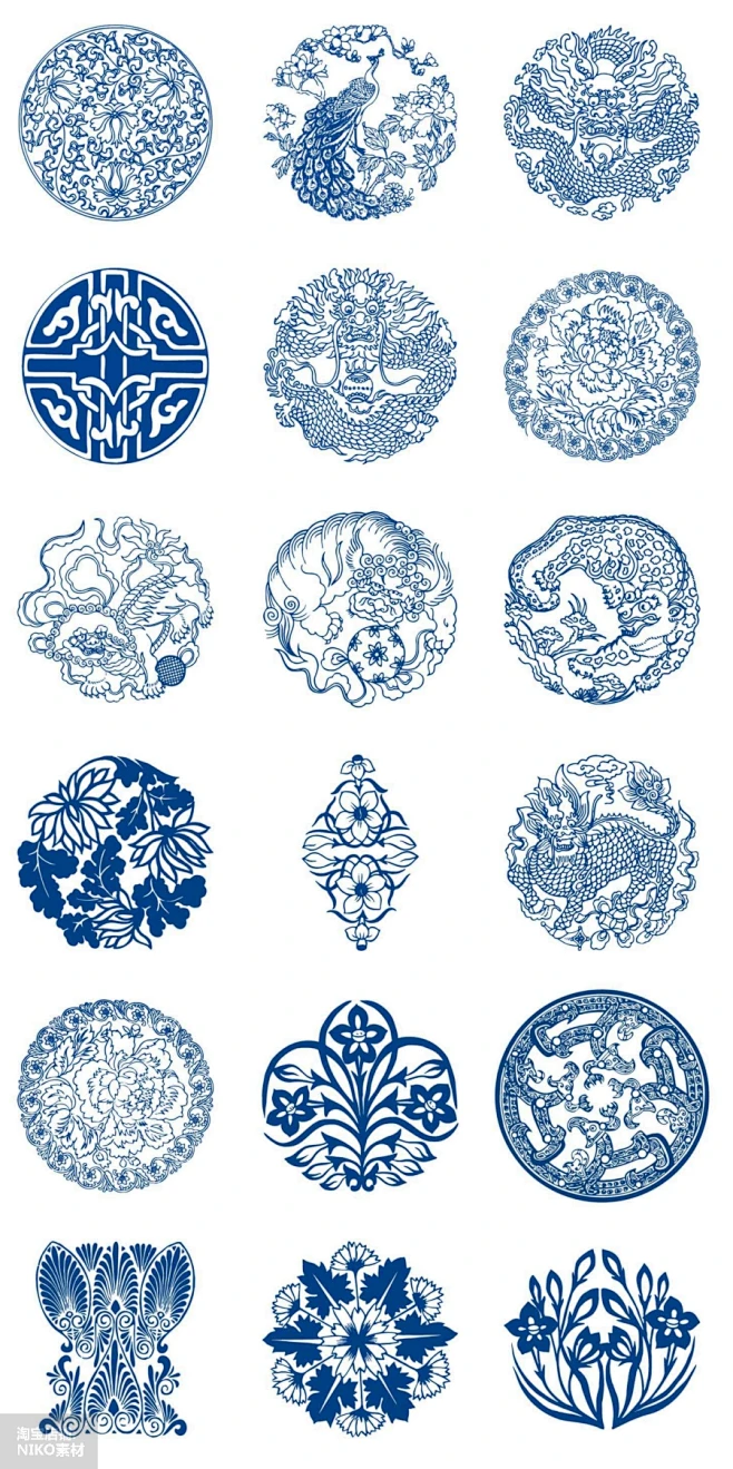 中国风传统吉祥图案古风民族图腾纹样PNG矢量包装设计素材(3)-花瓣网