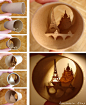 Paper cuts - Rolls : Paper cut collages inside of toilet paper rolls