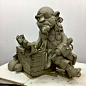 Hewelion , Tomek Radziewicz : Hewelion clay water sculpture/55cm tall. Finally I made this guy in bronze.