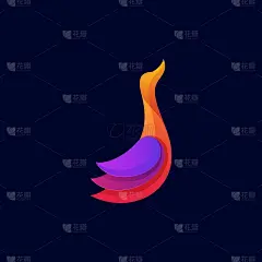 矢量插图鸭梯度彩色风格。