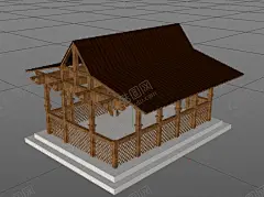 C4D模型建筑 【酷图网】C4D模型,建筑,亭子,凉亭,古风,古代,复古,C4D,模型