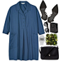 A fashion look from May 2016 featuring blue collared dress, closed-toe pumps and studded purse. Browse and shop related looks.