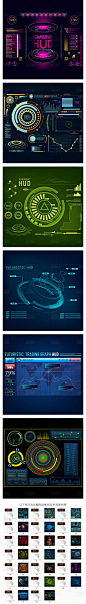 未来科幻UI界面酷炫HUD元素ai矢量设计素材科技导航数据界面星球-淘宝网