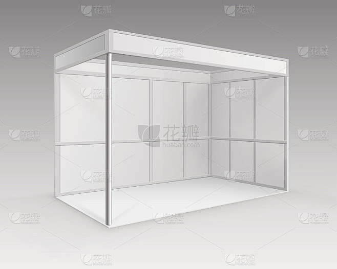 白色空白室内贸易展标准展位透视