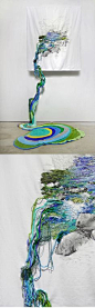 New Embroidered Landscapes That Cascade off the Wall by Ana Teresa Barboza