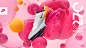 Air Max 270 : As part of Village Green’s campaign creative for the launch of two new Nike Air Max 270 colourways – one female and one male, various graphic environments boasting an array of floating Air bubbles were created for use as backdrops for the ma