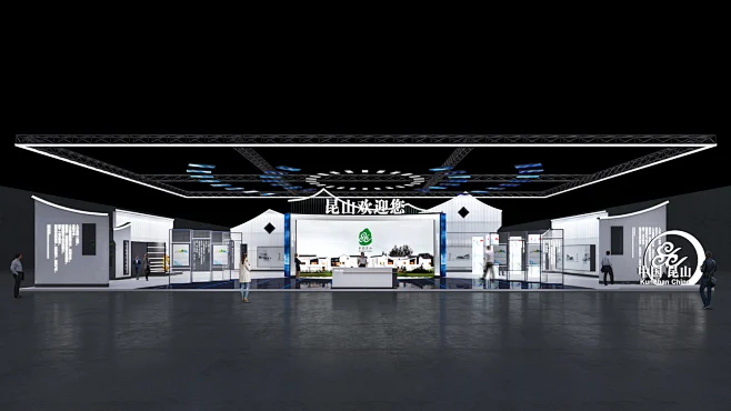 3D booth Exhibition Exhibition Design exhibition stand vray图片_政府展图片素材-花瓣网