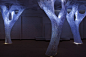 Illuminated Geometric Forest Features Dazzling Paper Trees