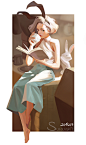 一本书；一杯茶；午后阳光洒在摇椅上，最惬意的时光……_USER-1555370955__插画师作品_涂鸦王国gracg.com