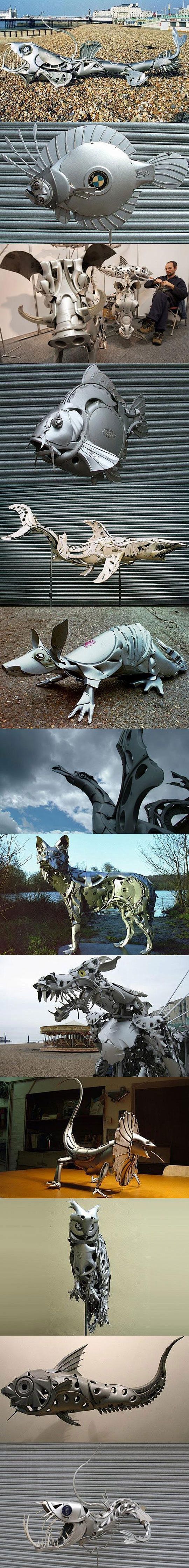 Hubcap sculptures. S...