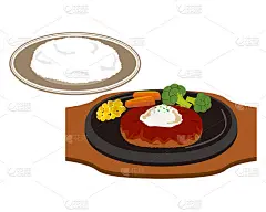 汉堡包牛排的矢量插图。