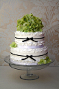 Green hydranger frilly wedding cake