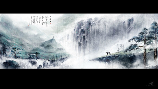 场景  古风  流水画绘
