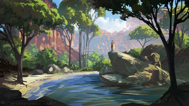 The Oasis, Sylvain Sarrailh : Lunch break speedpainting.
3 hours of work