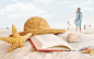 nature beach sand summer shells hats sea  / 2560x1600 Wallpaper