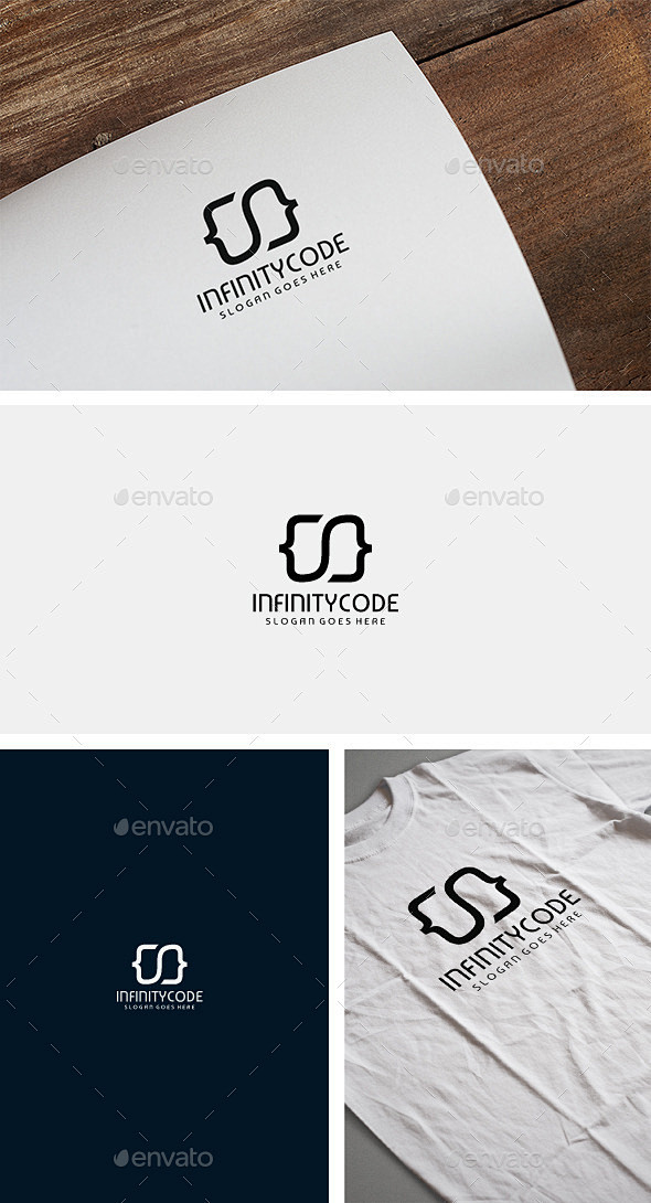 ∞代码标识-符号标志模板Infinity Code Logo - Symbols Logo Templates动作脚本、程序编码、品牌、代码 ...