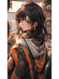 Midjourney&Nijijourney未来感橙色系女孩