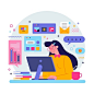 Young woman multitasking concept